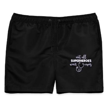 Arzt - Männer Badeshorts - Schwarz - Vorne - AI Model Male 178 light (178cm)