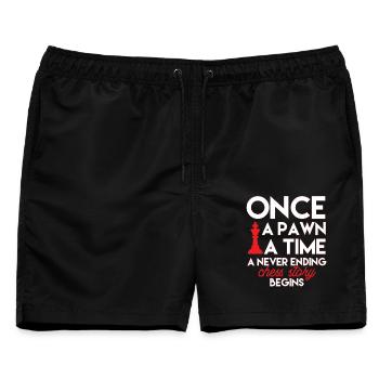 Schach Spiel - Männer Badeshorts - Schwarz - Vorne - AI Model Male 178 light (178cm)