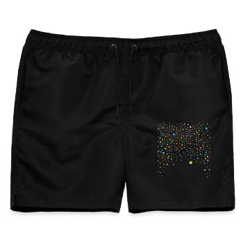 Silvester. Buntes Konfetti mit Sternen. - Männer Badeshorts - Schwarz - Vorne - AI Model Male 178 light (178cm)