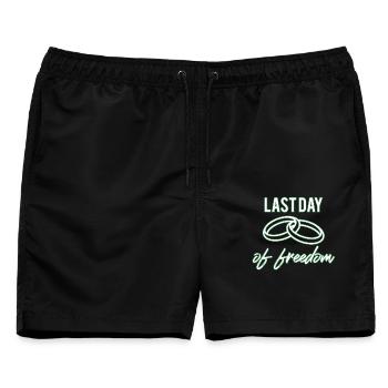 Junggesellenabschied - Männer Badeshorts - Schwarz - Vorne - AI Model Male 178 light (178cm)