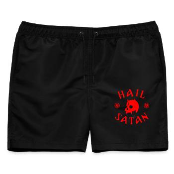 Hail Satan - Männer Badeshorts - Schwarz - Vorne - AI Model Male 178 light (178cm)