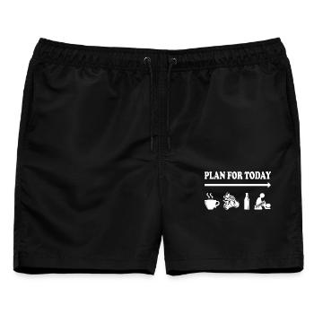Plan For Today Kaffee Bier Zensiert - Männer Badeshorts - Schwarz - Vorne - AI Model Male 178 light (178cm)