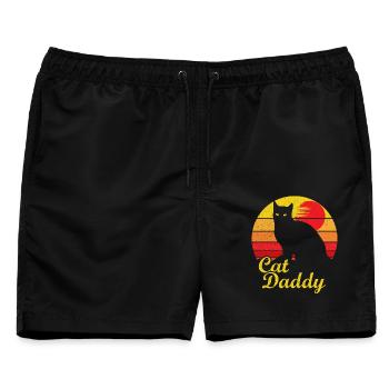 Cat Daddy Bester Cat Dad - Männer Badeshorts - Schwarz - Vorne - AI Model Male 178 light (178cm)
