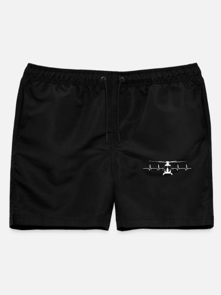 Hubschrauber Herzschlag Helikopter Pilot Geschenk - Männer Badeshorts - Schwarz