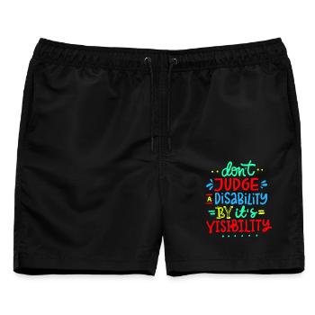 Verurteile nicht meine Behinderung, meinen Rollstuhl, meine Rolle # - Männer Badeshorts - Schwarz - Vorne - AI Model Male 178 light (178cm)