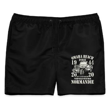 Omaha Beach D-Day 1944-2020 76. Jahrestag - Männer Badeshorts - Schwarz - Vorne - AI Model Male 178 light (178cm)