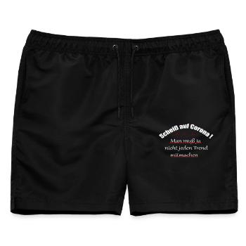 Corona/Covid19/Scheiß auf Corona - Männer Badeshorts - Schwarz - Vorne - AI Model Male 178 light (178cm)