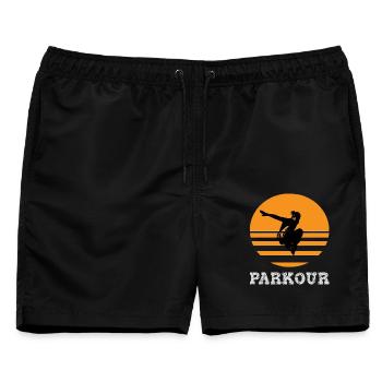 Parkour - Männer Badeshorts - Schwarz - Vorne - AI Model Male 178 light (178cm)