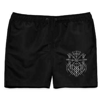 Vegvisir Runen Kompass Kelten Wikinger Netz Wyrd - Männer Badeshorts - Schwarz - Vorne - AI Model Male 178 light (178cm)