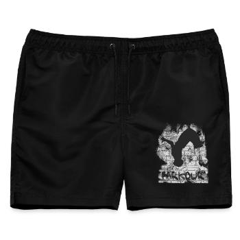 Parkour - Männer Badeshorts - Schwarz - Vorne - AI Model Male 178 light (178cm)