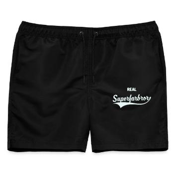 Real Superfarbror - Männer Badeshorts - Schwarz - Vorne - AI Model Male 178 light (178cm)