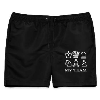 Schach - Männer Badeshorts - Schwarz - Vorne - AI Model Male 178 light (178cm)