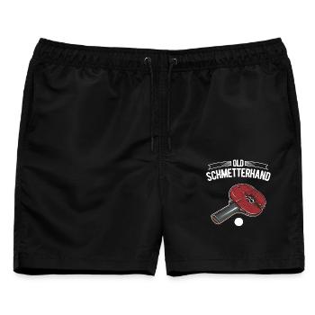 Old Schmetterhand Design für Tischtennisspieler - Männer Badeshorts - Schwarz - Vorne - AI Model Male 178 light (178cm)