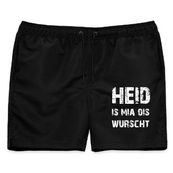 Heid Is Mia Ois Wurscht Bayerisch - Männer Badeshorts - Schwarz - Vorne - AI Model Male 178 light (178cm)