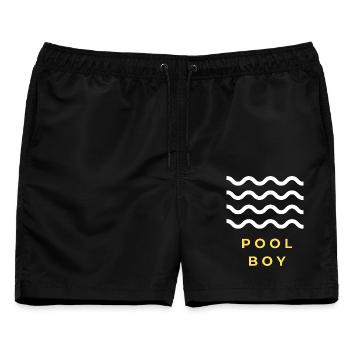 Pool Boy Geschenk - Männer Badeshorts - Schwarz - Vorne - AI Model Male 178 light (178cm)
