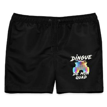 Quad: Verrücktes Quad-T-Shirt, quad bunt - Männer Badeshorts - Schwarz - Vorne - AI Model Male 178 light (178cm)