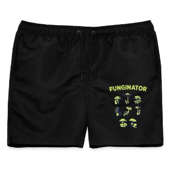 Funginator Pilzarten Pilzesammler Pilz Pilzsammler - Männer Badeshorts - Schwarz - Vorne - AI Model Male 178 light (178cm)