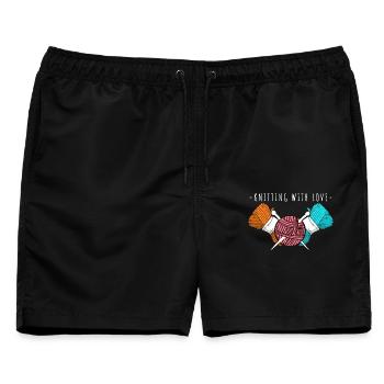 Knitting With Love – Garn- und Nadelkunst - Männer Badeshorts - Schwarz - Vorne - AI Model Male 178 light (178cm)