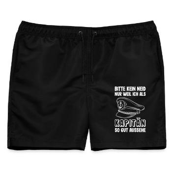 Kapitän Mütze Käptn Bootsführerschein Schifffahrt - Männer Badeshorts - Schwarz - Vorne - AI Model Male 178 light (178cm)