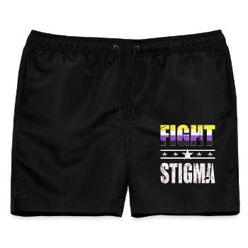 Fight Stigma - LGBTQ - Nichtbinär - Männer Badeshorts - Schwarz - Vorne - AI Model Male 178 light (178cm)