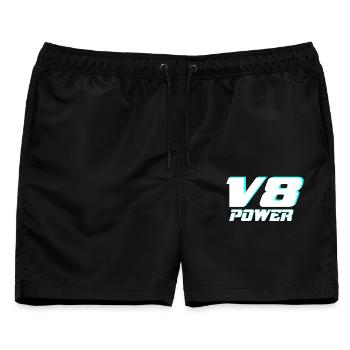 V8 - Männer Badeshorts - Schwarz - Vorne - AI Model Male 178 light (178cm)