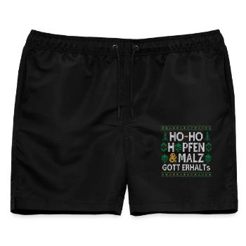 HO-HO HOPFEN UND MALZ GOTT ERHALTS WEIHNACHTSPULLI - Männer Badeshorts - Schwarz - Vorne - AI Model Male 178 light (178cm)