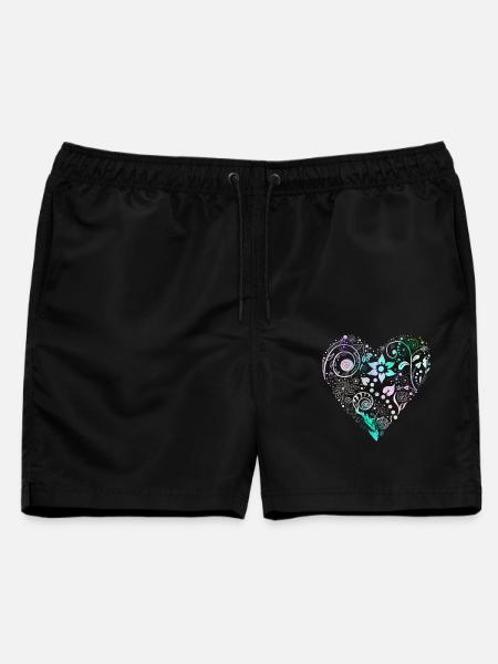 Blumenherz Pastelltraum - Männer Badeshorts - Schwarz