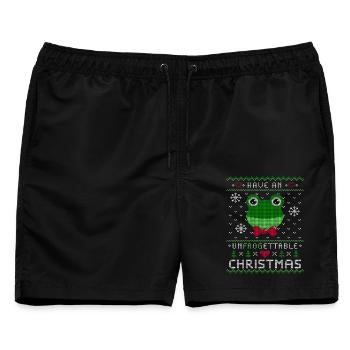 Lustiger Frosch Ugly Xmas - Männer Badeshorts - Schwarz - Vorne - AI Model Male 178 light (178cm)