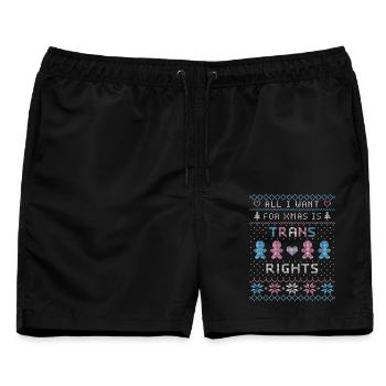 Ugly Xmas Sweater Trans rights - Männer Badeshorts - Schwarz - Vorne - AI Model Male 178 light (178cm)