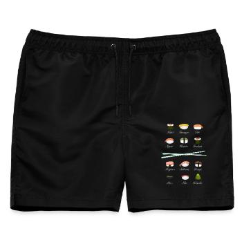 sushi kit Chopsticks manga wasabi japan Reis fish - Männer Badeshorts - Schwarz - Vorne - AI Model Male 178 light (178cm)