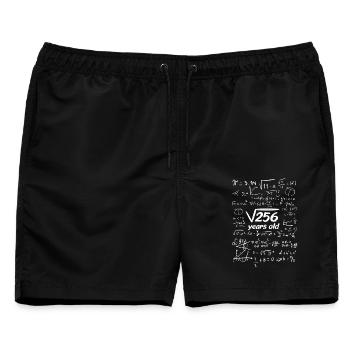 Geburtstagsshirt Wurzel Quadratwurzel 256 16 Jahre - Männer Badeshorts - Schwarz - Vorne - AI Model Male 178 light (178cm)