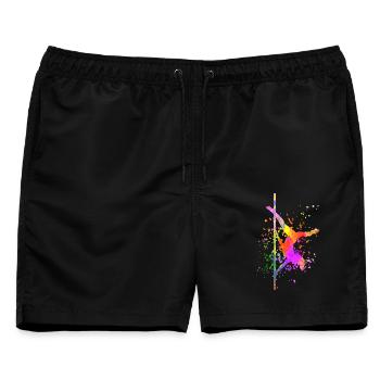 Pole Dance Fitness Farbspritzer Poledance - Männer Badeshorts - Schwarz - Vorne - AI Model Male 178 light (178cm)