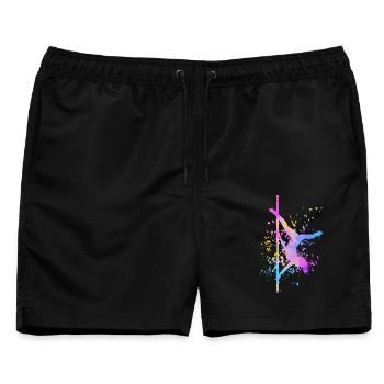 Pole Dance Fitness Farbspritzer Poledance - Männer Badeshorts - Schwarz - Vorne - AI Model Male 178 light (178cm)