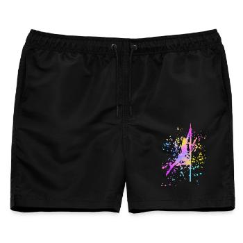 Pole Dance Fitness Farbspritzer Poledance - Männer Badeshorts - Schwarz - Vorne - AI Model Male 178 light (178cm)