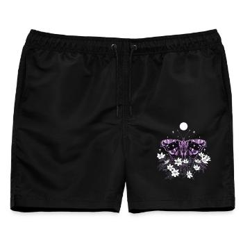Motte Nachtfalter mit Buschwindröschen - Männer Badeshorts - Schwarz - Vorne - AI Model Male 178 light (178cm)