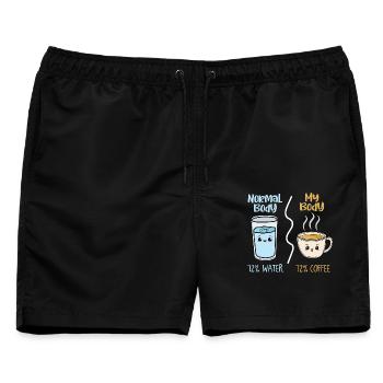 72% Coffee Body – Kawaii Kaffee Humor - Männer Badeshorts - Schwarz - Vorne - AI Model Male 178 light (178cm)