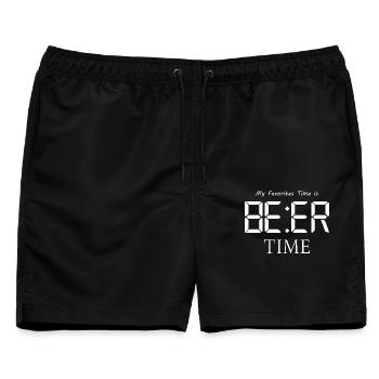 Meine Lieblings Zeit ist Bier Zeit - Männer Badeshorts - Schwarz - Vorne - AI Model Male 178 light (178cm)