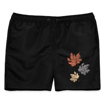 Bunte Herbstblätter Herbstlaub - Männer Badeshorts - Schwarz - Vorne - AI Model Male 178 light (178cm)