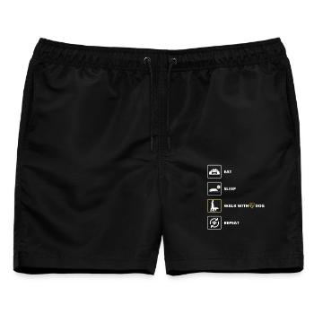 Mit meinem Hund spazieren gehen - Gassi - Männer Badeshorts - Schwarz - Vorne - AI Model Male 178 light (178cm)