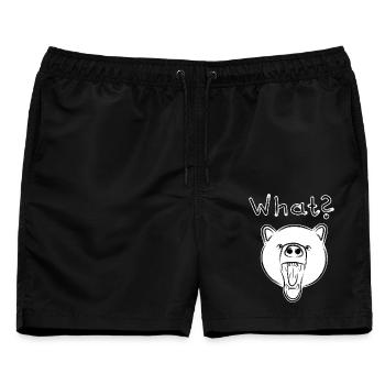 Grizzly Bär mit WHAT? - hell - Männer Badeshorts - Schwarz - Vorne - AI Model Male 178 light (178cm)