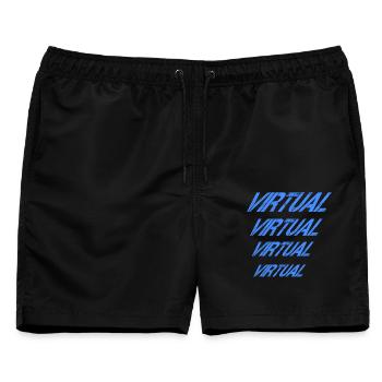 Virtuelles Blau Wiederholt - Männer Badeshorts - Schwarz - Vorne - AI Model Male 178 light (178cm)