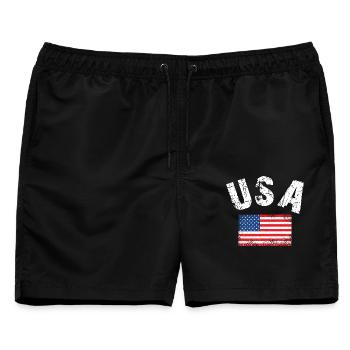 USA Flagge - Männer Badeshorts - Schwarz - Vorne - AI Model Male 178 light (178cm)