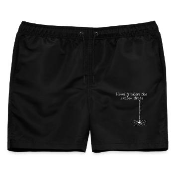 Home is Where The Anchor Drops - Sailing Cruising - Männer Badeshorts - Schwarz - Vorne - AI Model Male 178 light (178cm)