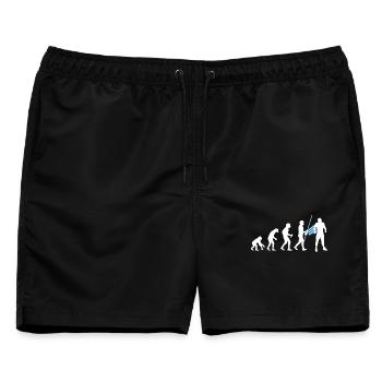 Grieche Evolution Superheld Griechische Flagge - Männer Badeshorts - Schwarz - Vorne - AI Model Male 178 light (178cm)