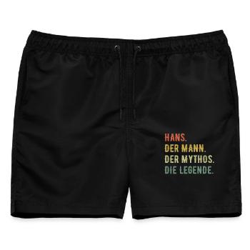 Hans Hansi Vorname Der Mann Der Mythos Die Legende - Männer Badeshorts - Schwarz - Vorne - AI Model Male 178 light (178cm)