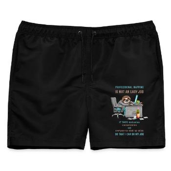 Lustiges Faultier Spruch Professional Napping - Männer Badeshorts - Schwarz - Vorne - AI Model Male 178 light (178cm)
