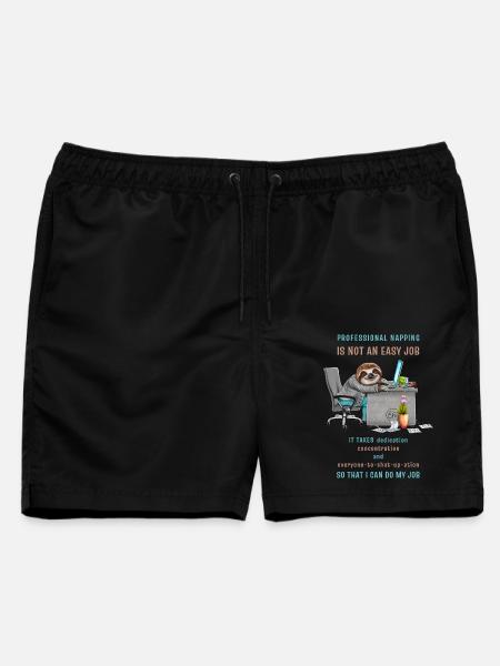 Lustiges Faultier Spruch Professional Napping - Männer Badeshorts - Schwarz