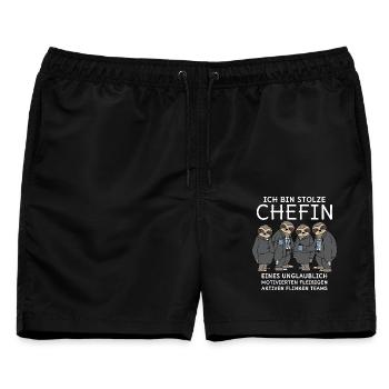 Unglaublich fleißiges Team Faultiere Stolze Chefin - Männer Badeshorts - Schwarz - Vorne - AI Model Male 178 light (178cm)
