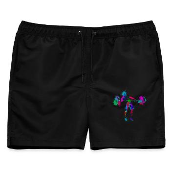 Snatch, Gewichtheber aus Farbklecksen - Männer Badeshorts - Schwarz - Vorne - AI Model Male 178 light (178cm)