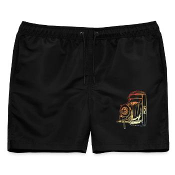 Oldschool Kamera - Männer Badeshorts - Schwarz - Vorne - AI Model Male 178 light (178cm)